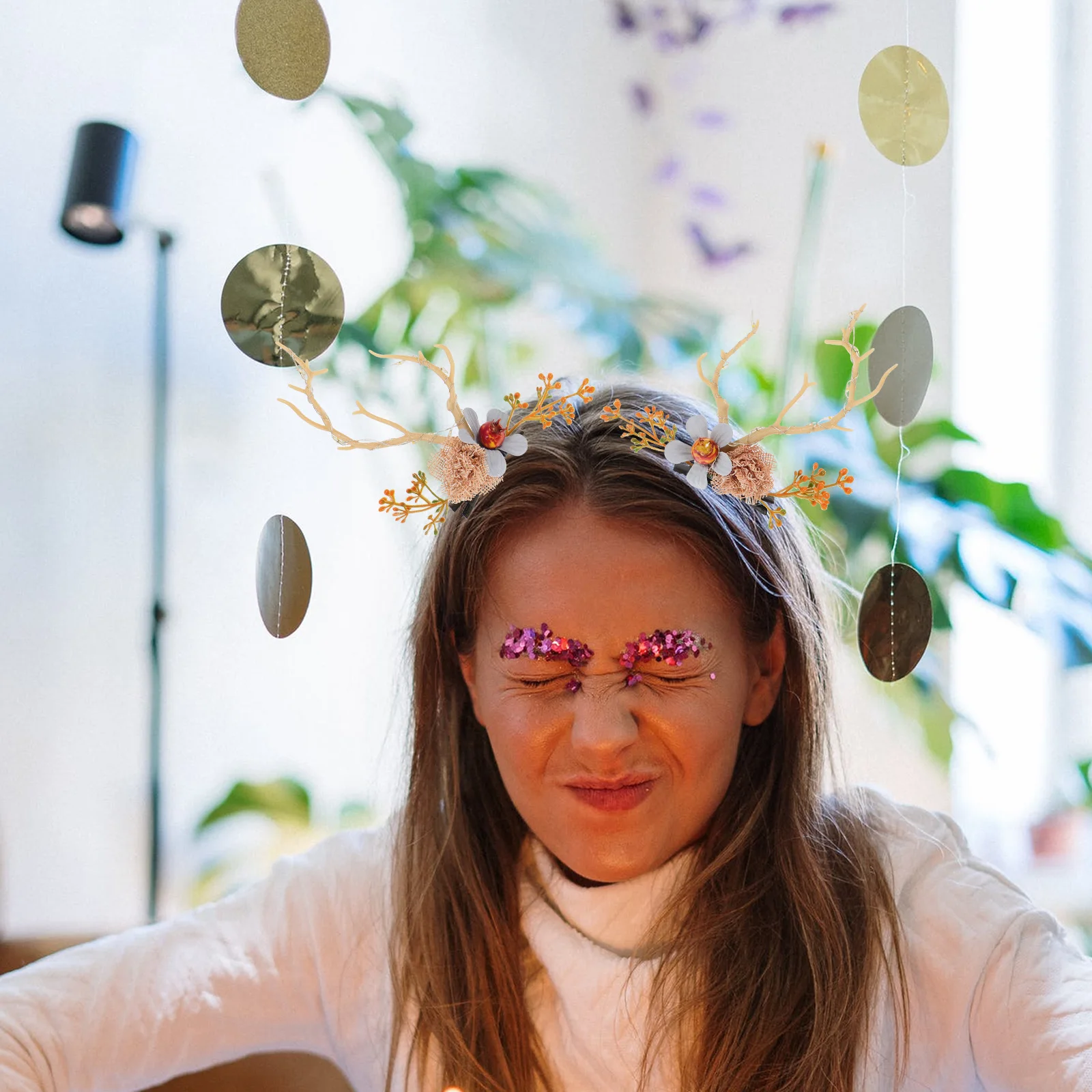 

Antler Headdress Christmas Hair Clips Accessories Girls Headband Antlers Fabric Cute Hairpin Miss for Women
