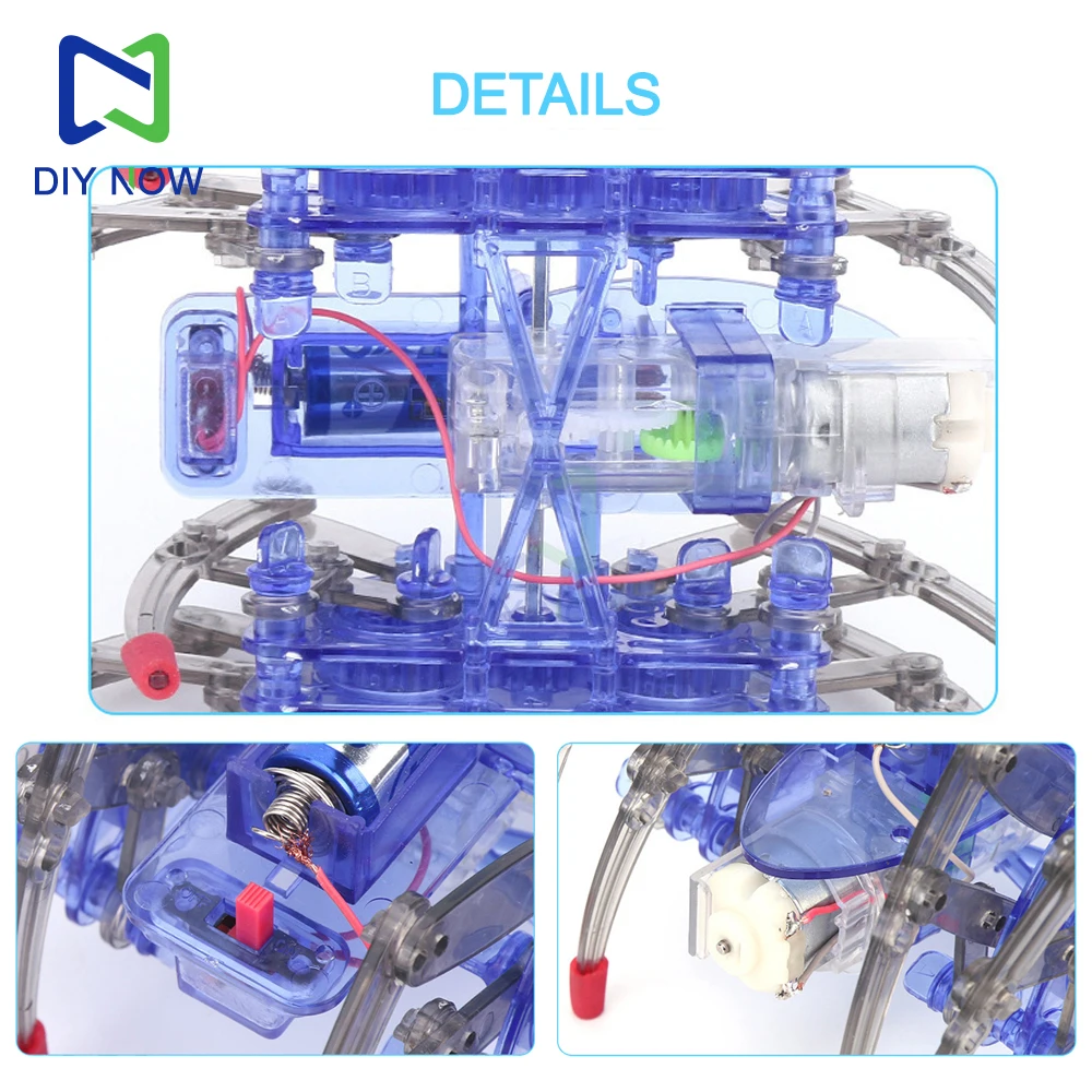 Kit elettronico fai-da-te Robot ragno elettrico Modello animale fatto a mano Robot ragno elettrico educativo per bambini Kit fai da te Giocattolo di assemblaggio