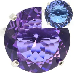 Buy 4 Get 1 Free 20x20mm Princess Cut Big Round Gemstone Changing Color Alexandrite Topaz Women Engagement Silver Rings