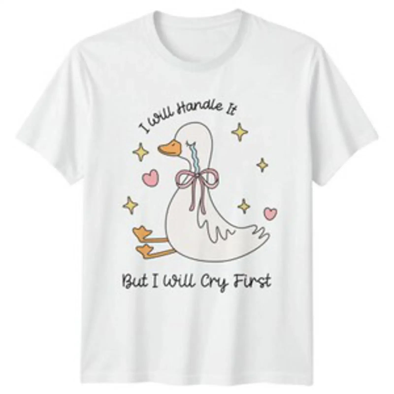 Duck I Will Handle It Animals Herren T Shirt Damen Grafik Oberteil vintage Washed Soft Stretched Versatile Unisex Comfortable