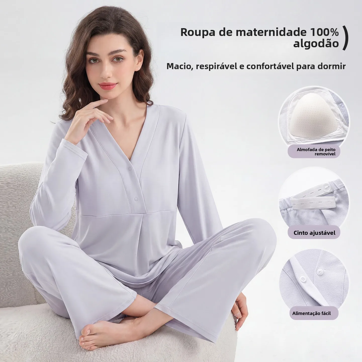 pure-cotton-maternity-nightgown-breastfeeding-sleepwear-sweat-absorbent-breathable-comfortable-home-clothes-set-v-neck-long-s