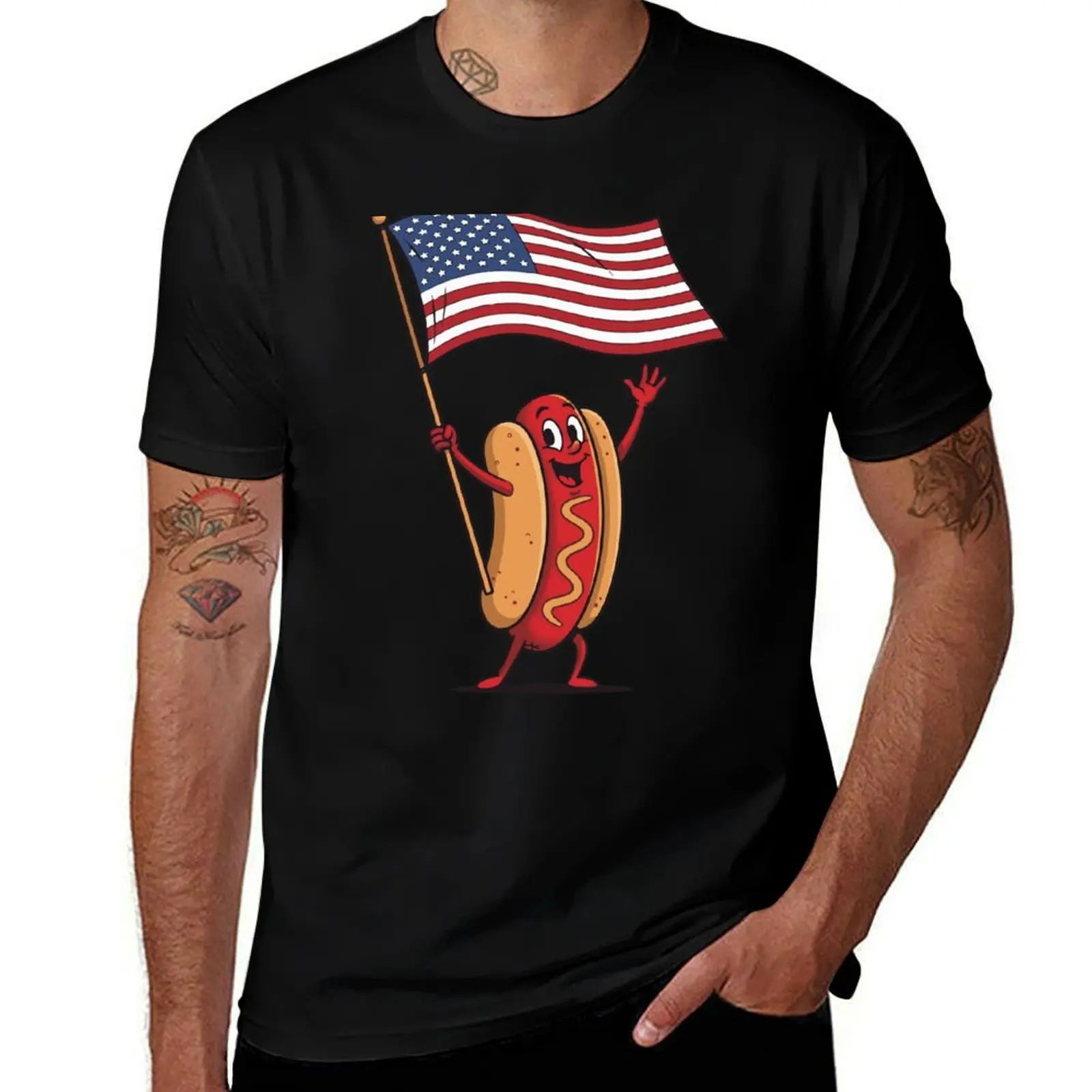 

Patriotic Hot Dog 4th of July T-Shirt affliction shirts oversized t shirt oversized funny gifts t shirts for men graphic