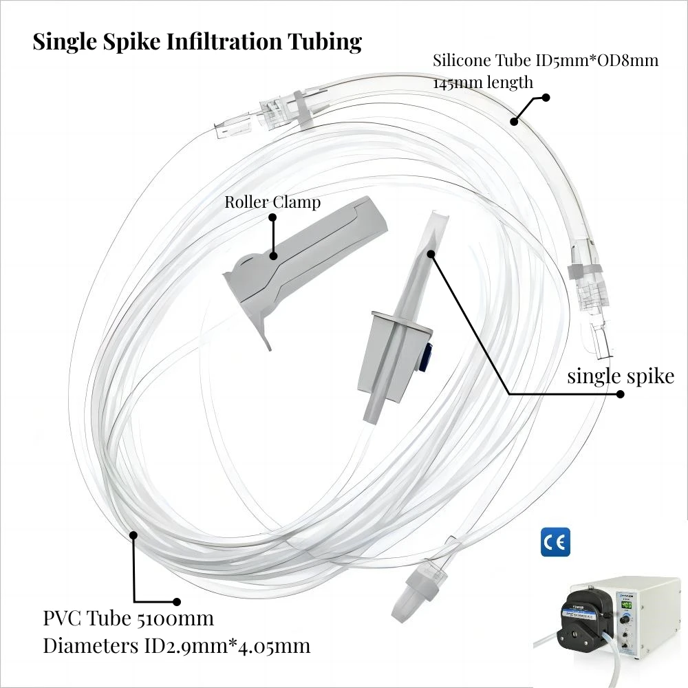 Compatible NOUVAG 10-pc Set Disposable Single Spike Infiltration Tubing for Dispenser DP20 & DP30