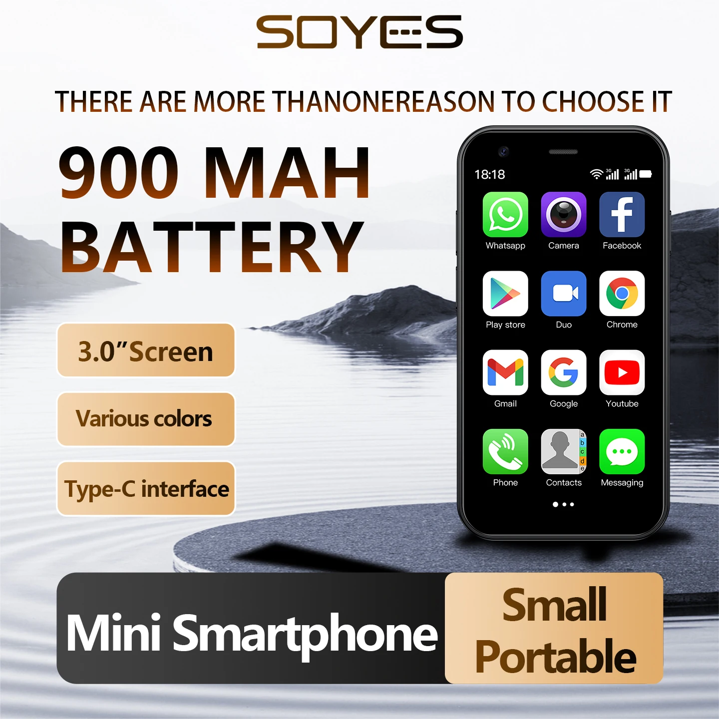 Android mini phone, 3G network, dual SIM dual standby, 3.0-inch touch screen, portable mini design, pocket size.