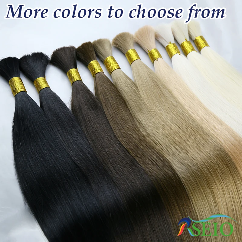 RSEIO Bulk Hair Extensions Remy Human Hair 100% Real Natural Hair Black Brown Blonde 613 Color 16-24inch For salon
