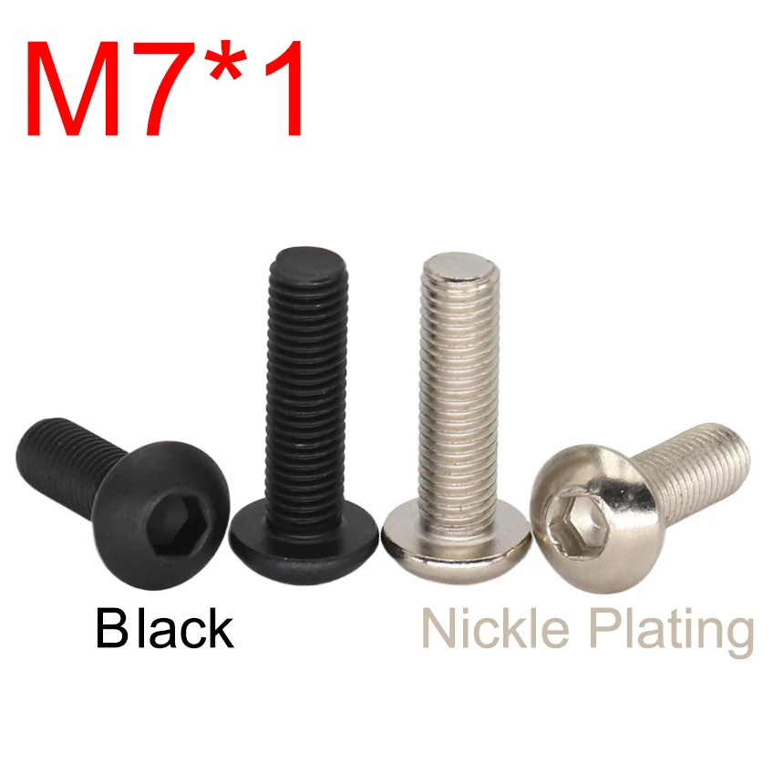 M7 1mm Gewindesteigung 12-60mm Feingewinde GB7380 12.9 Güteklasse Vernickelte Schwarze Sechskant-Innensechskantschraube mit Flachkopf