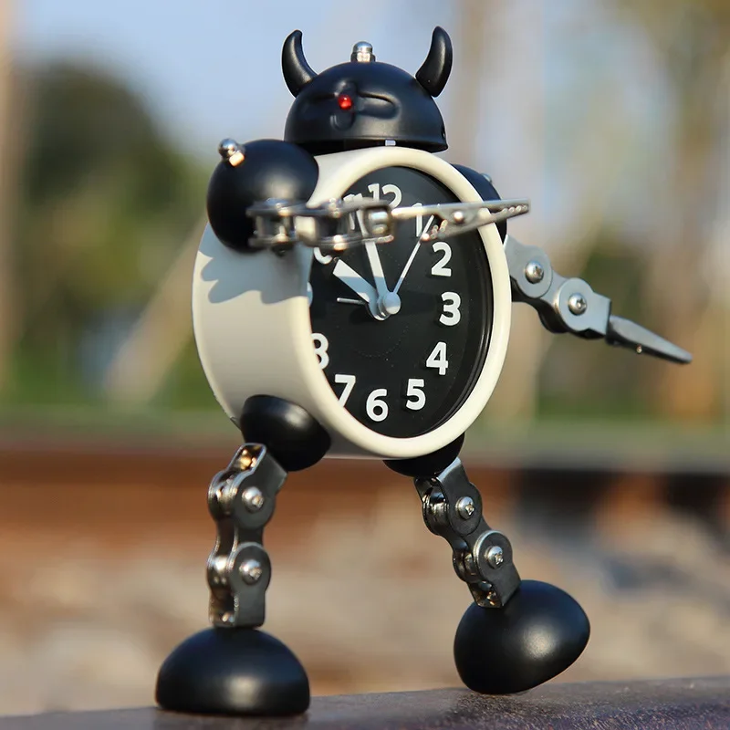 

Deformation robot creative little alarm cute children boy girl cartoon silent metal alarm clock