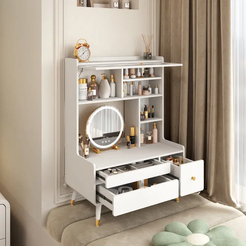 Bay window dresser light luxury bedroom dedicated does not take up space small solid wood makeup table