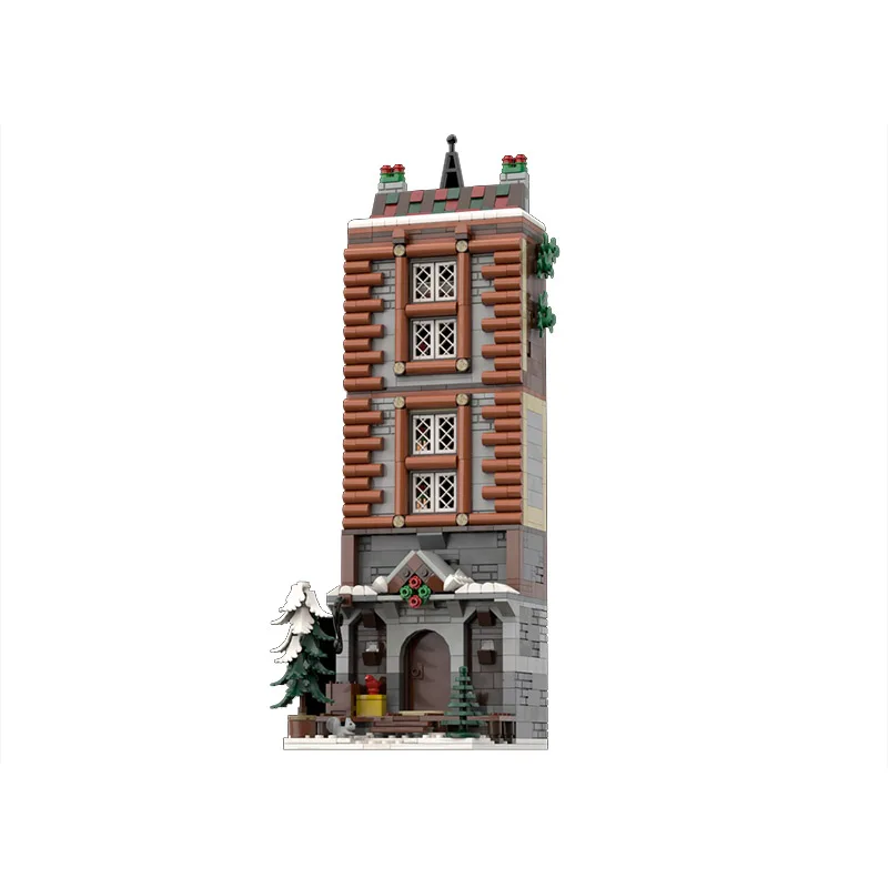 Giocattolo da costruzione MOC - set di giocattoli di assemblaggio creativo con statuetta modello di piccola casa in stile invernale - regalo di festa adatto a tutte persone