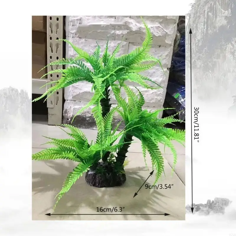 97QD Mini Coconuts Tree Simulación plástico Aquario Verde Falso Falso agua peces Suministros acuario