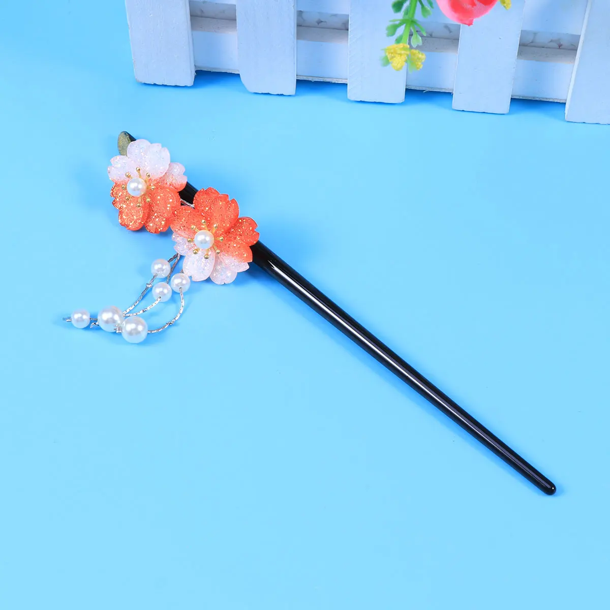 

Cherry Blossom Hairpin Stick Accessories Women Flowers Bride Durable Material DIY Hairstyle Unique Gift