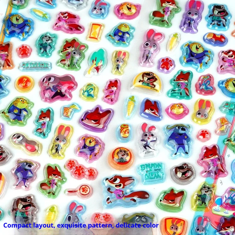 Pegatinas de Relieve Cristalino 3D Estereoscópicas Auténticas de Zootopia, Decoración para Carcasas de Teléfono, Botellas de Agua, Cuadernos, Tarjetas y Manualidades