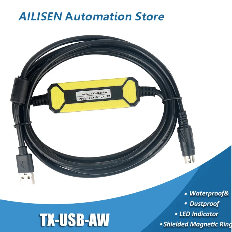 TX-USB-AW Programming Cable Suitable for HCFA Hechuan Lx1n/LS/Hca8 A2 PLC Download Communication Cable