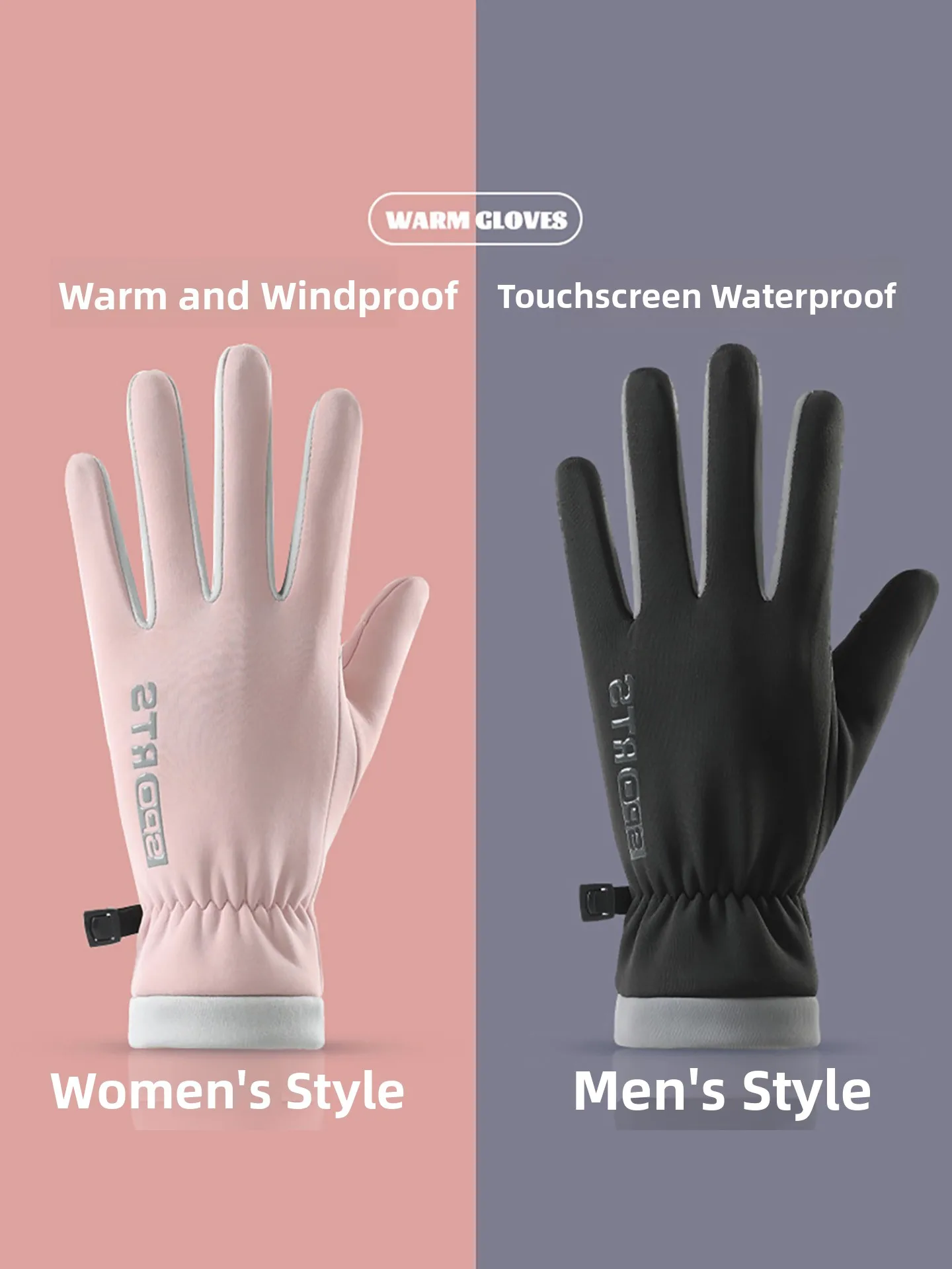 Touchscreen Winter Cycling Gloves Unisex Windproof Warm Fleece Lined  Vehicle Riding Touch Screen Compatible Gloves
