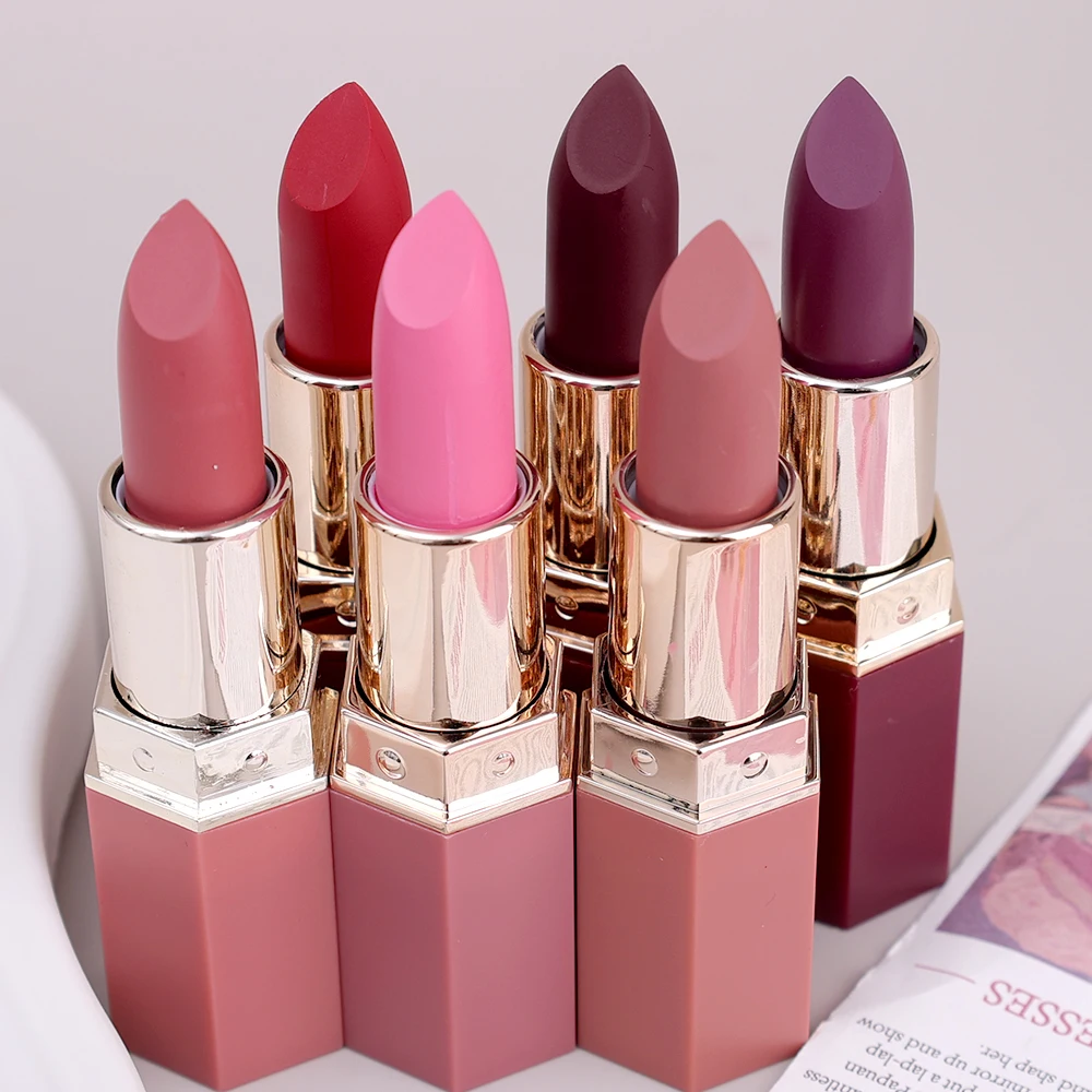 6colors Nude Velvet Lipsticks Waterproof Long Lasting Moisturize Lips Stick Not Fade Sexy Matte Lipstick Lip Gloss Women Makeup