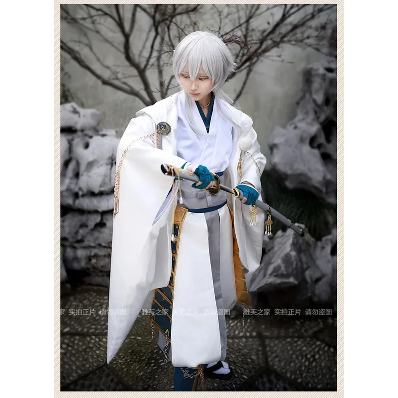 Jogo Touken Ranbu Online Fantasia Cosplay para Homens e Mulheres, Conjunto completo e Peruca, Tsurmaru Kuninaga