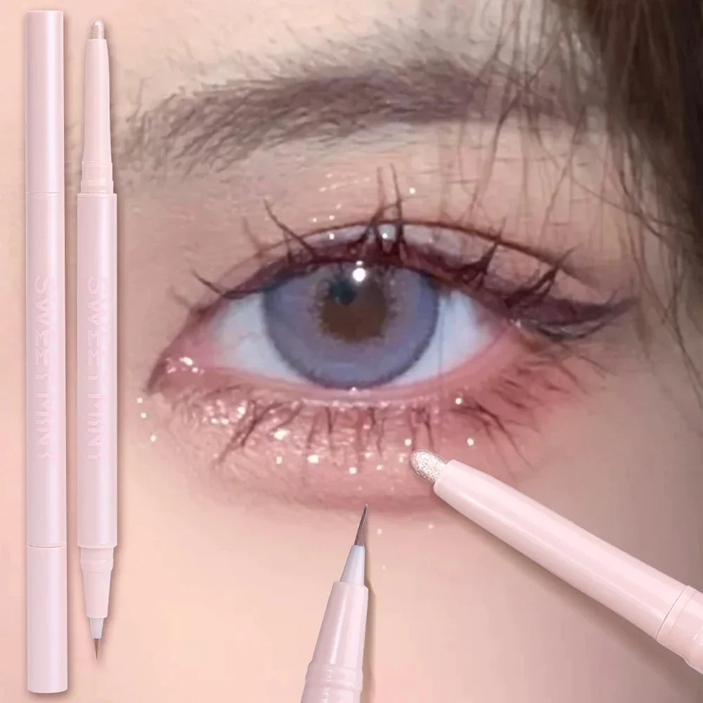 Crayon surligneur en ver de soie à double extrémité, stylo de maquillage, agrandir les yeux, surligneur sous les yeux, anciers de maquillage, pointe fine et souple