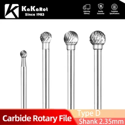 KaKarot 2.35mm Shank Type D D2.35 D3 D4 D5 Tungsten Carbide Rotary Files Burr Drill Bits CNC Engraving Rotary Tool Cutter Lime