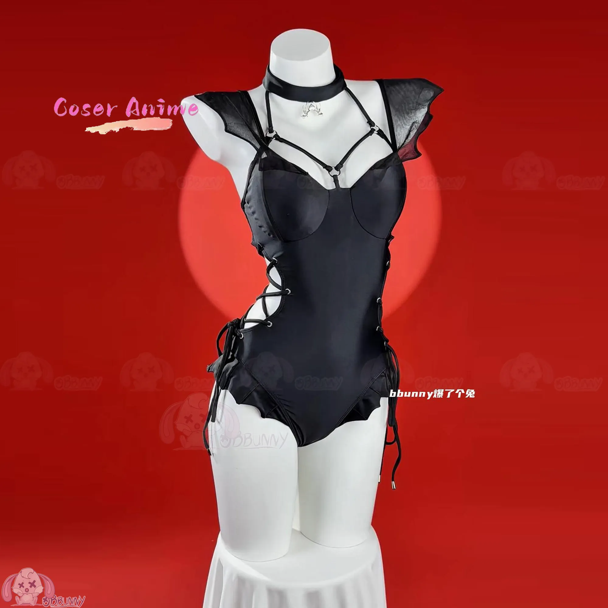 

Little Bat Gothic Black Swimsuit Halter Cut-out One-piece Dark Style Bathing Suit for Swimming & Hot Spring