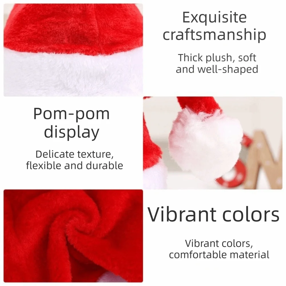 DAD MOM MINI Embroidered Family Matching Santa Hat Fluffy Soft Family Xmas Decor Hat Thick Parent-Unisex Santa Hat