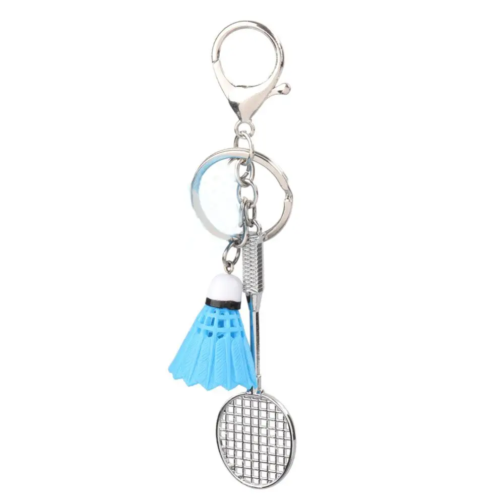 Women Men Cute DIY Sports Charm Fashion Mini Key Ring Keyfob Badminton Racket Key Chain Badminton Pendant Keyring Key Holder