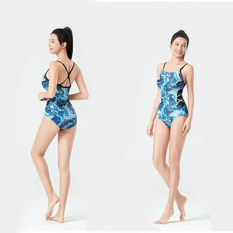 

Женские сексуальные цельные купальники, водоотталкивающие, синие, с высоким вырезом и открытой спиной, для соревнований, купальный костюм для бассейна, Arena, купальники