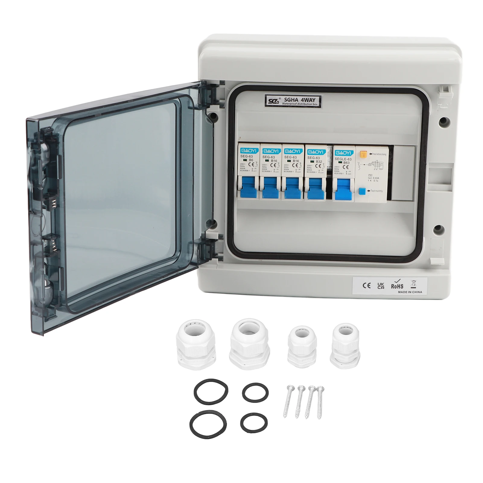 صندوق توزيع مقاوم للطقس مقاوم للماء أوروبي 4 قواطع دوائر MCB للقوافل 230 فولت صندوق توزيع مقاوم للطقس #6