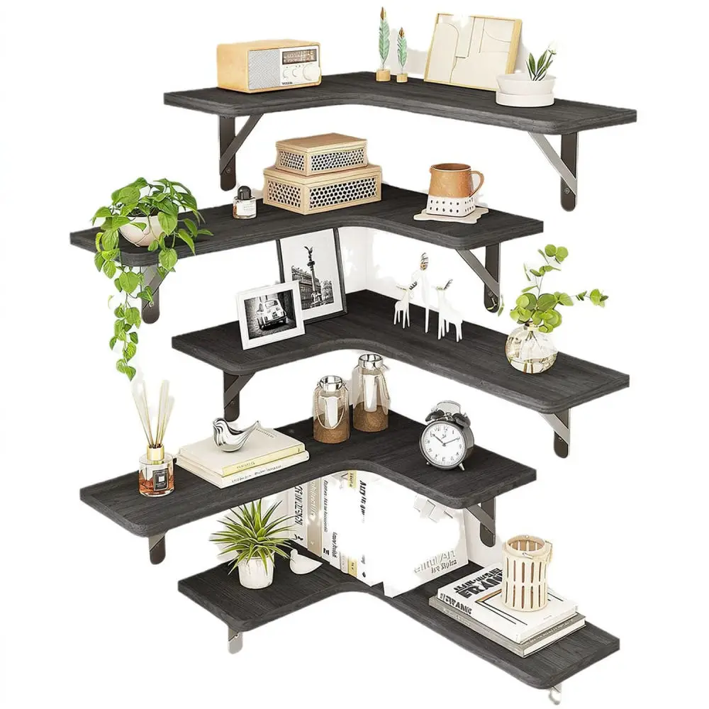 Rustic Floating Wall Shelves Wood Storage Rack For Kitchen Bathroom Living Room Home Decor Display Organizer Unit