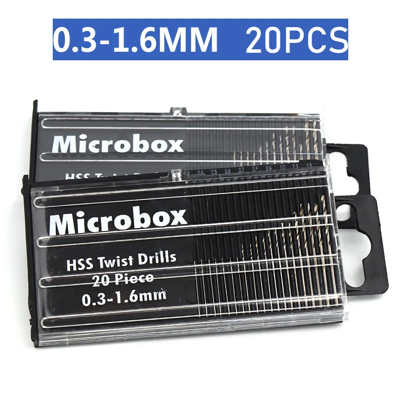 

20pcs/set 0.3mm-1.6mm Mini High Speed Steel Twist Drill Bit Set Micro HSS drill bit set with Case