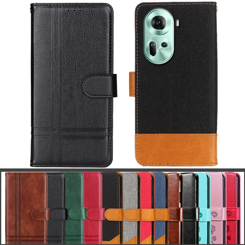 For OPPO Reno 11 5G Case CPH2599 Flip Leather Wallet Cover Soft Silicone Phone Case For OPPO Reno 11 Reno11 Pro 5G Funda Capa