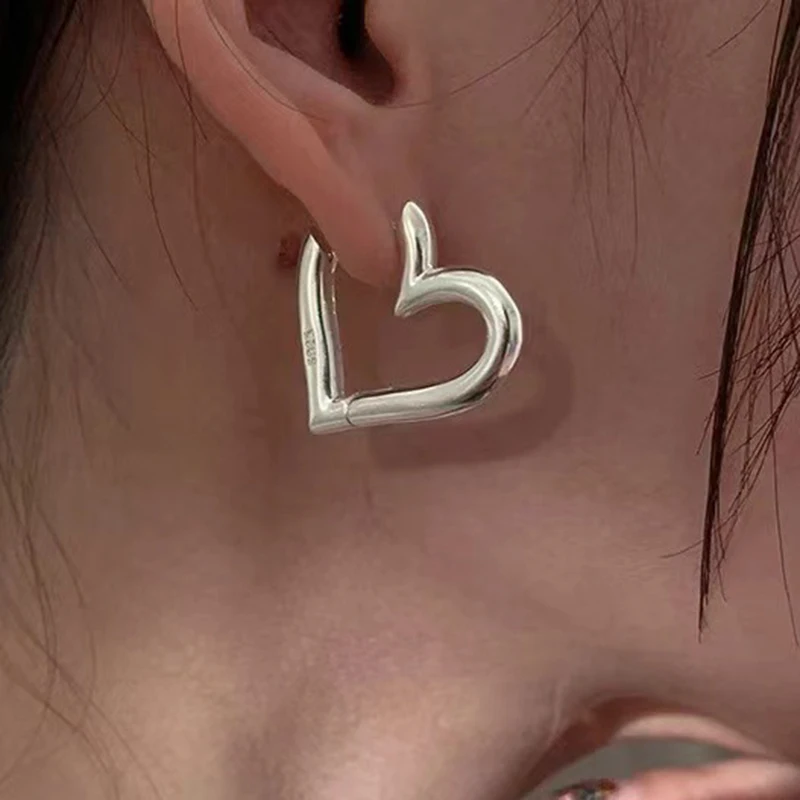 Creolen aus 925er Silber, Nadel, Herz, LIEBE, Hochzeit, für Damen, exquisite Tropfenohrringe, Verlobung, Luxus-Schmuck, Accessoires, Geschenke