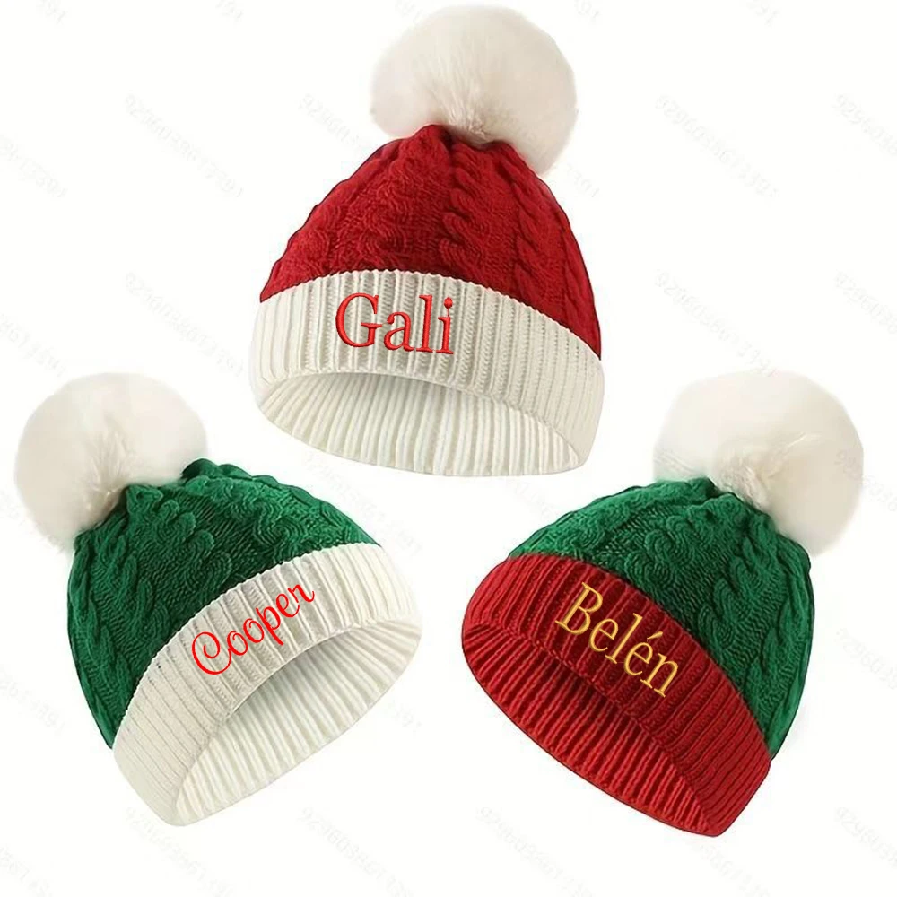 

Personalized Embroidery Knitted Christmas Hat Cute Adult Children's Christmas Hat New Year Party Children's Christmas Gift