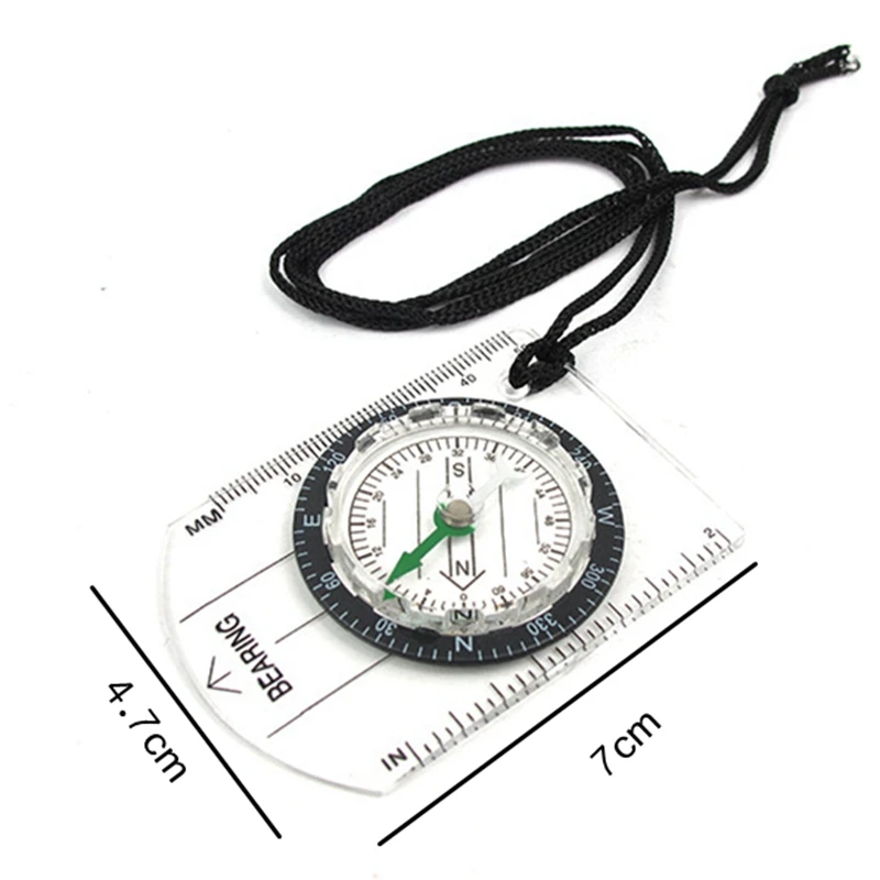 Outdoor camping hiking compass clear plastic scale map compass trail travel military compass tool travel bag