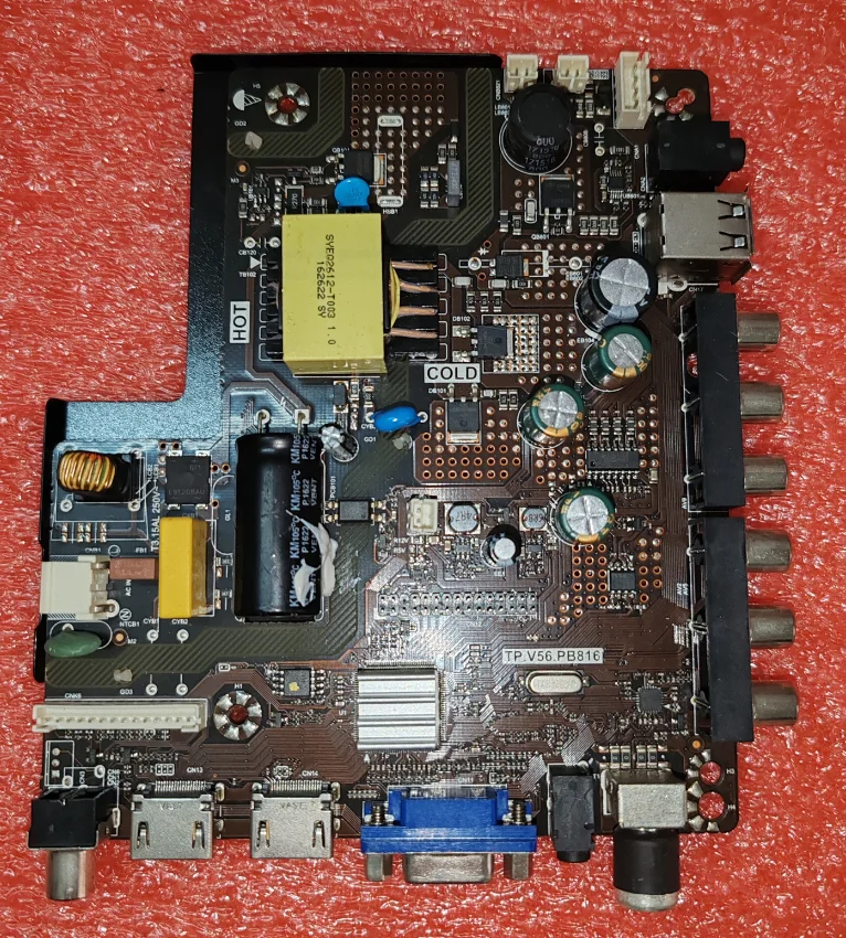TP.V56.PB816  Three in one TV motherboard, tested well, physical photo for 35-54v 350ma 25w 1366x768 or 1920x1080