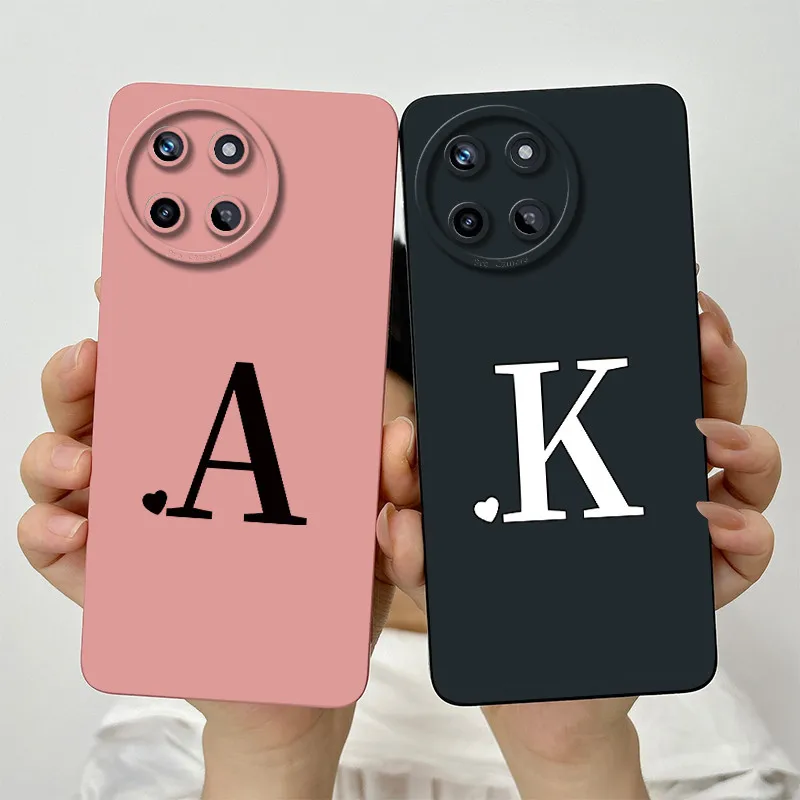 For Realme 11 4G RMX3636 Cute Initial Letters Camera Lens Protective Shockproof Case Realme11 4G Soft Silicone Phone Casing