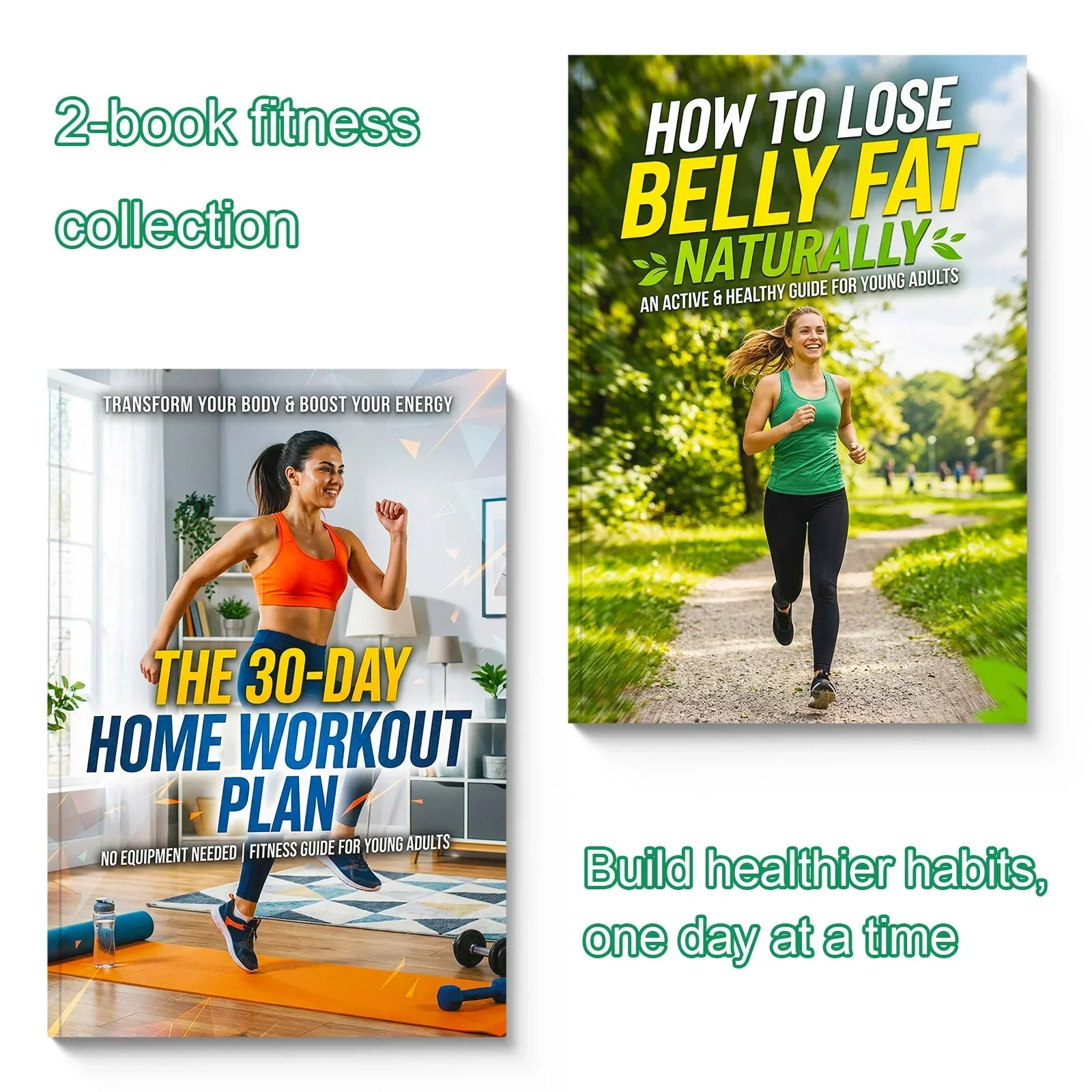 2-Book Fitness Guide Set for Young Adults, 30-Day Home Workout Plan and Healthy Body Habits Book, No-Equipment Exercise