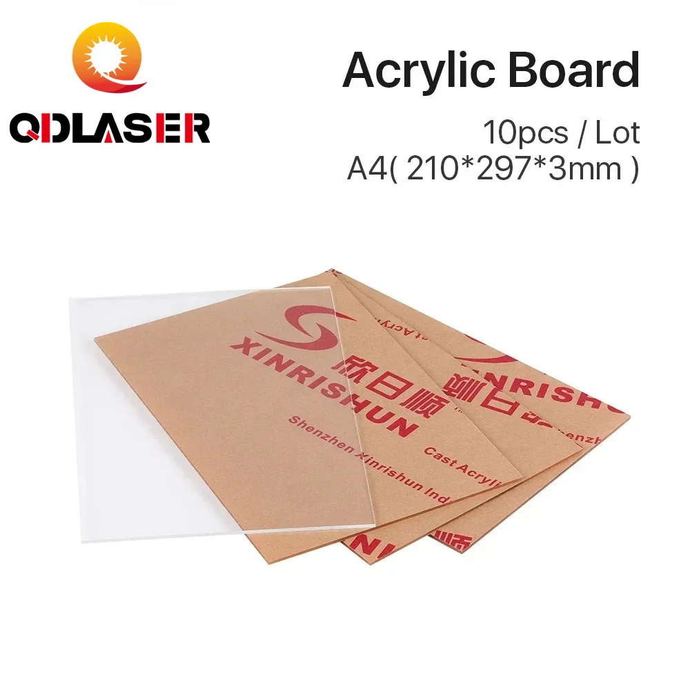 QDLASER 10Pcs Acrylic Board A4 Size Blank Plexiglass Sheet Panel DIY Craft Material for CO2 Laser Engraving Making Sign
