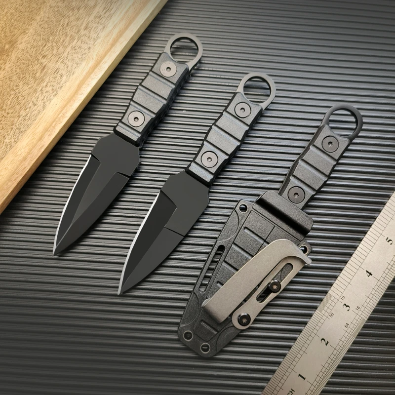 2024 new outdoor camping small straight knife self-defense survival portable edc knife with K sheath multi-purpose fixed knife