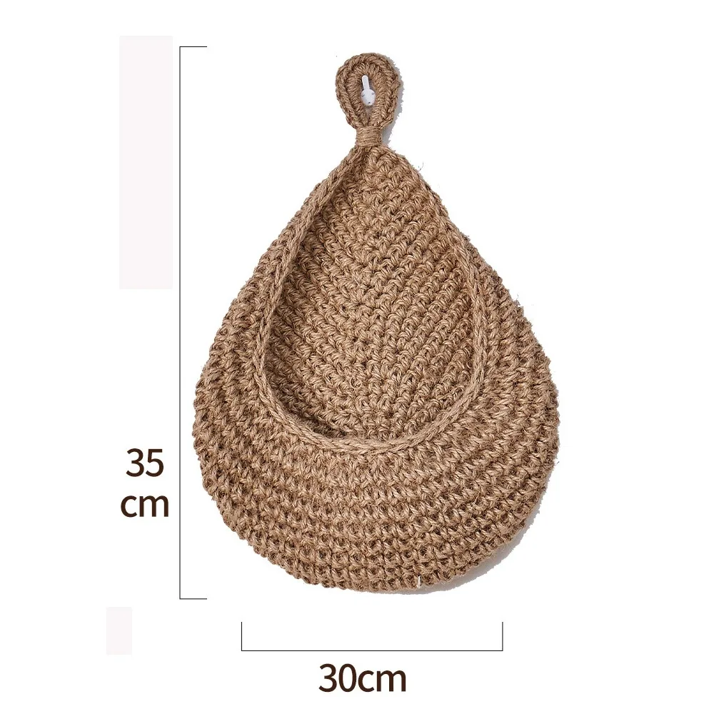New Wall-mounted Fruit Vegetable Basket Simulated Rattan Woven Storage Basket Water Droplet String Bag Kitchen Storage