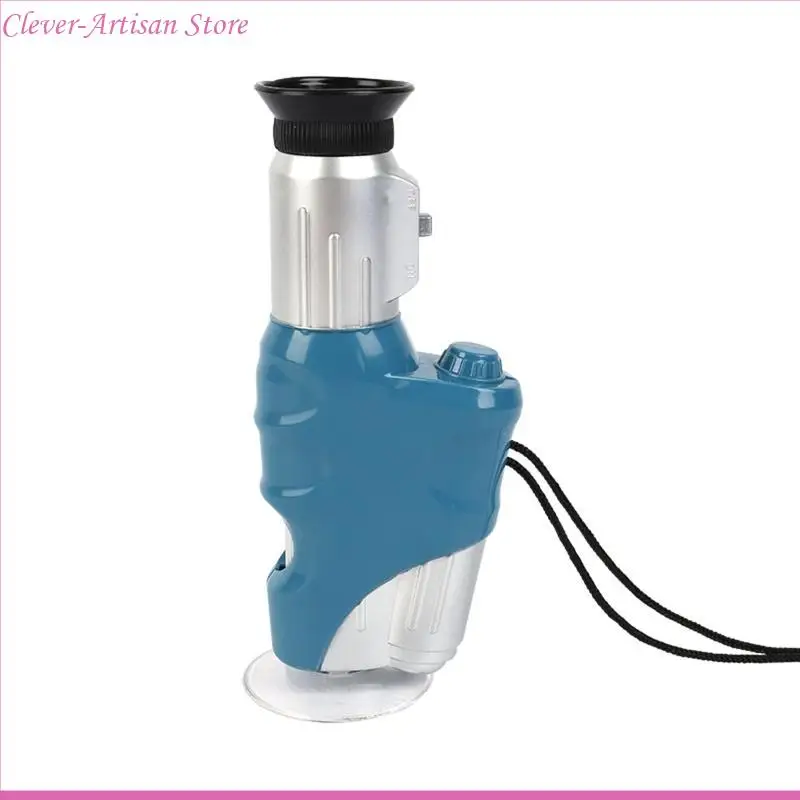E06B Kids Handheld Microscoop met LED-licht 20x-60x Science Experiment for Children Outdoor Adventure Microscope Cadeau
