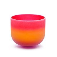Hye-eun 8 Inch Rainbow Red Color Quartz Crystal Singing Bowls C Note Root Chakra for Sound Healing with Free Mallet