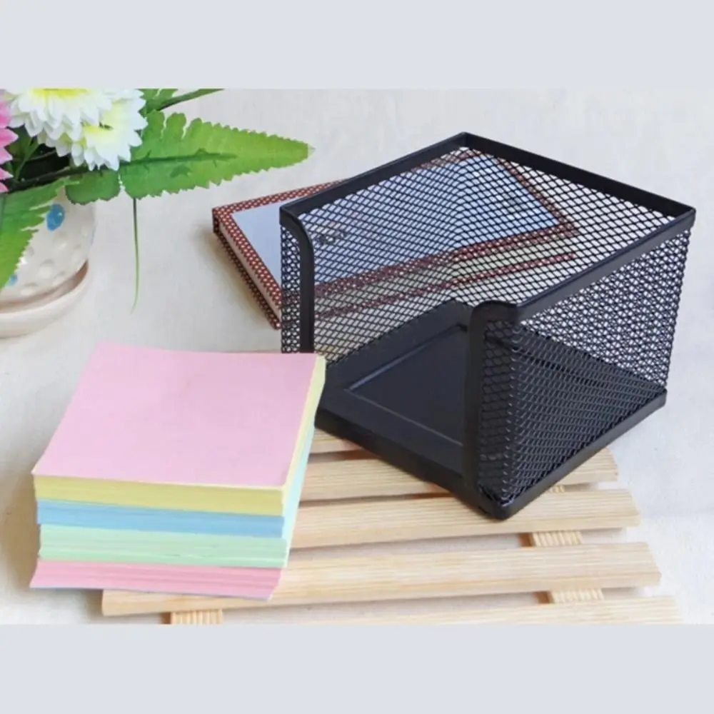 New Metal Mesh Cube Box Portable Office Supplies Desktop Note Box Note Pads Box Holder School Stationary Storage Box