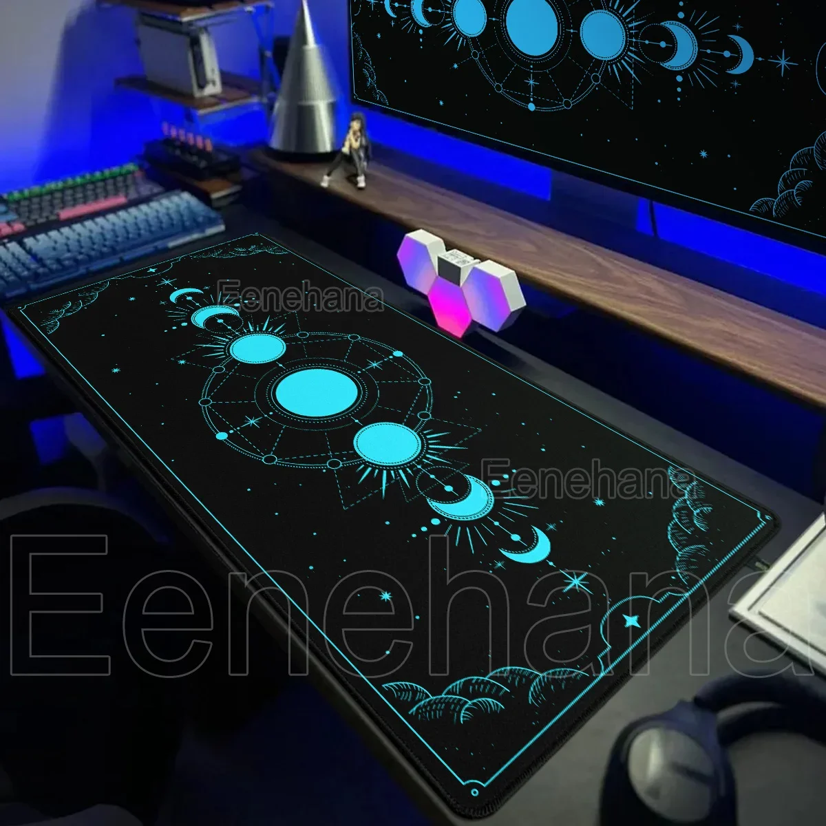 Magic Moon Star Extra Grote Leuke Taro Card Gaming Muismat Setup Gaming Decoratie XXL Bureaumat Antislip Laptop Bureau Accessoires