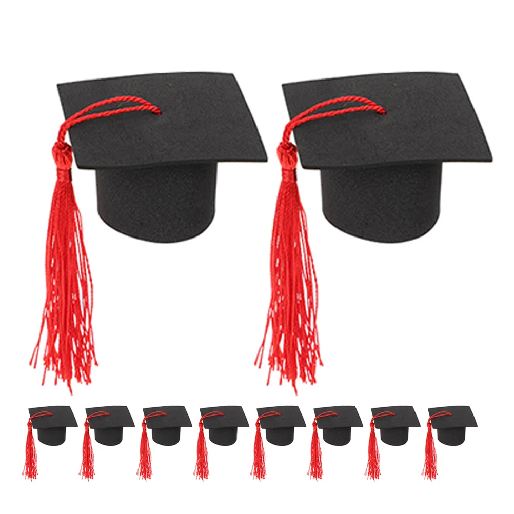 

2pcs Vibrant Mini Cupcake Bachelor'S Hat Decorations Black Polyester Cap For Cupcakes Party Decoration Grad Cap Ornament Cupcake