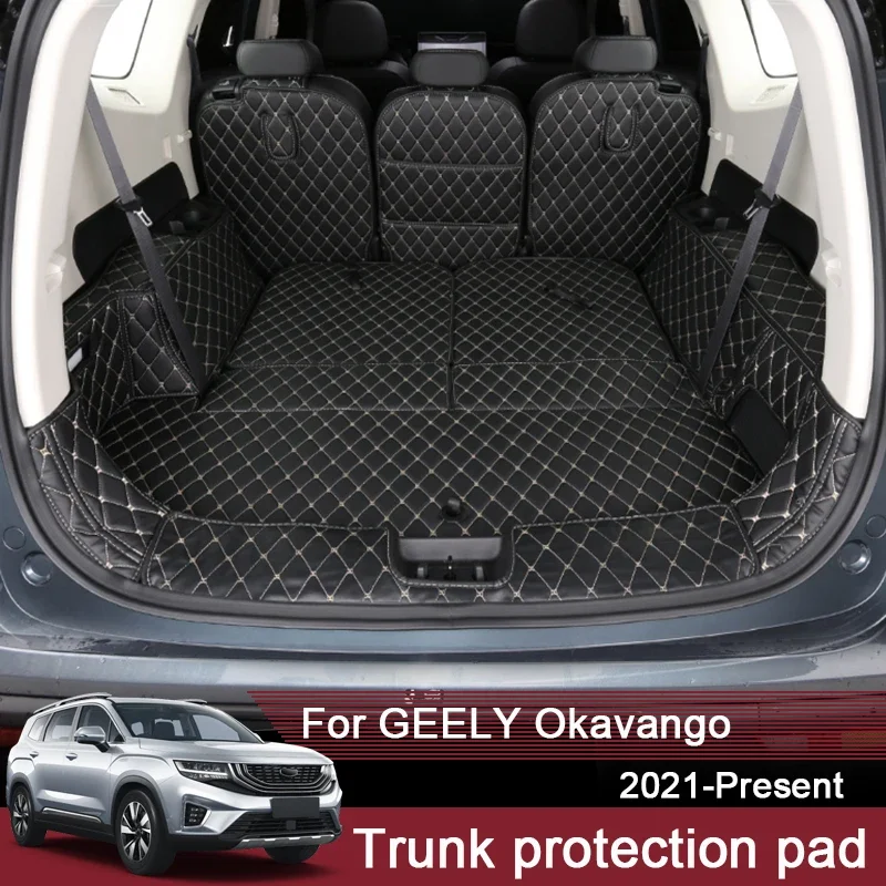 Car Styling Custom Rear Trunk Mat For Geely Okavango 2021-Present Leather Waterproof  Auto Cargo Liner Pad Internal Accessories