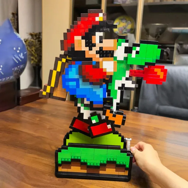 

1215pcs Creative Series Home Decoration, Mario and Yoshi Character Model, Boy and Girl Assembled Building Block Toy