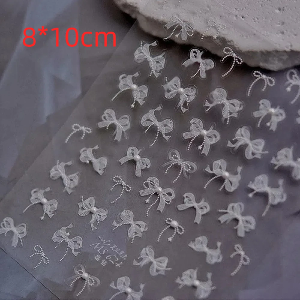 تنقش تصميم 5D اللؤلؤ مسمار ملصقات الشريط القوس فراشة الدانتيل مسمار الديكور موجة خطوط الراين Bowknot مسمار الشارات #6