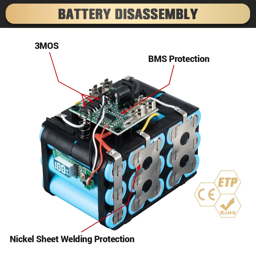 Batería Li-lon recargable mejorada de 21V, 928VF, 388VF Plus, con pantalla LED de alimentación para batería de herramienta eléctrica Makita de 18V