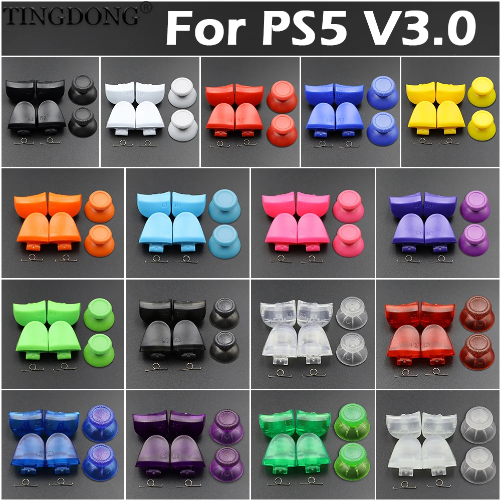 1Set Thumbstick-Kappen + L1R1 L2R2 Trigger-Schultertasten mit Federn für PS5 DualSense BDM-030 V3.0 Ersatz-Reparaturteile