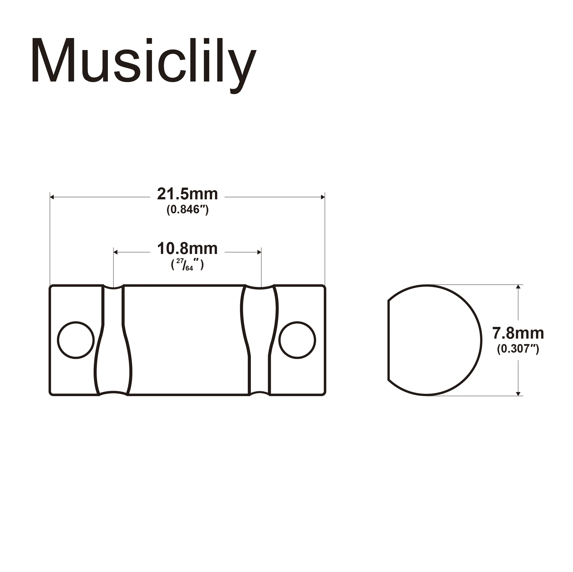 Musiclily Ultra 10.8mm Wave Style Full Solid Brass Barrel Compensated Saddles for Tele Style Electric Guitar